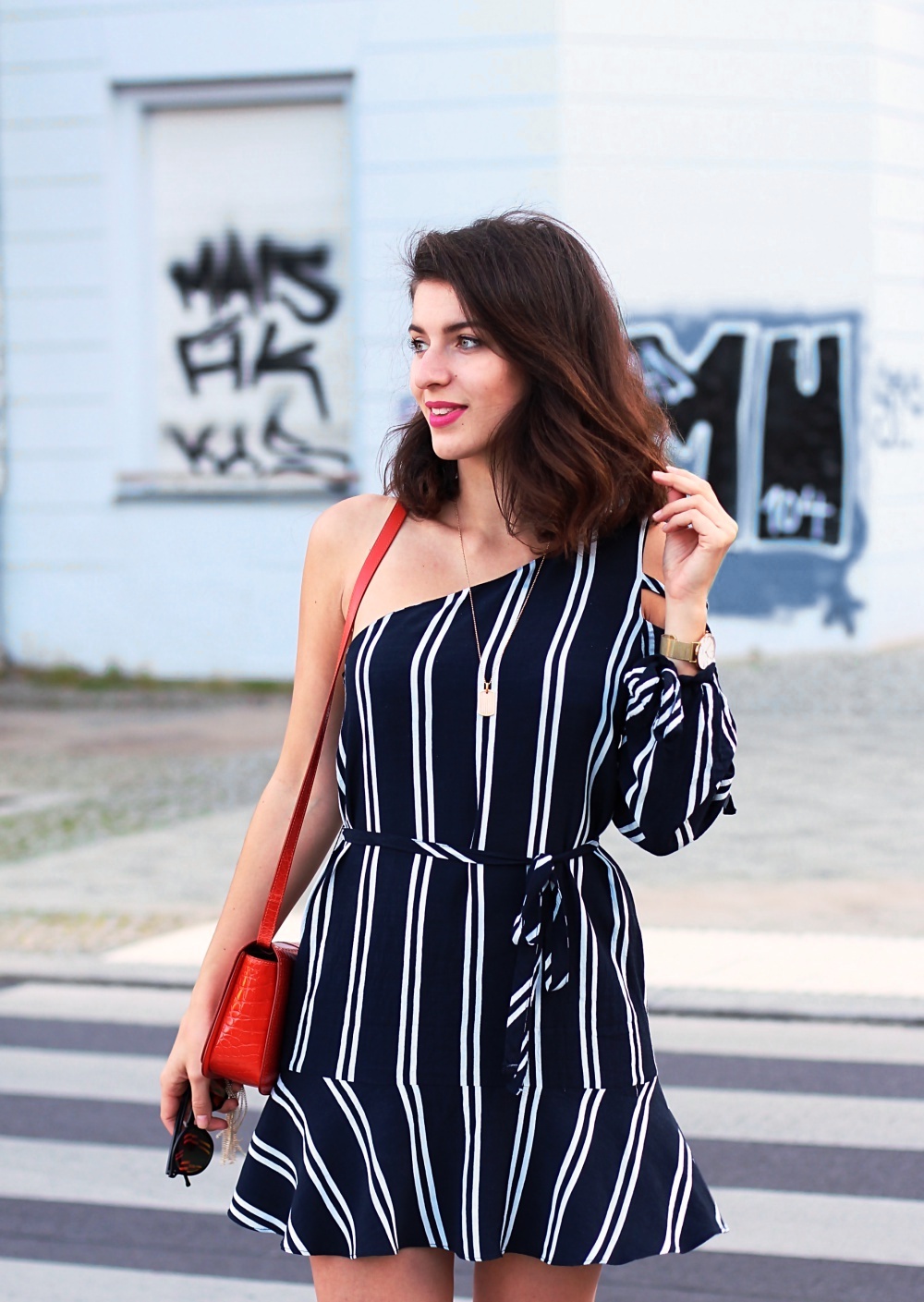 zara look summer asymmetric dress stripes striped dress fashion blogger berlin samieze ruffle trend